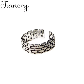 

JIANERY Fashion Trendy 925 Sterling Silver Hollow Rings For Women Vintage Large Finger Rings Girls Christmas Gifts