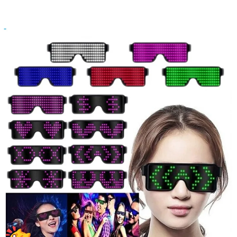 1 Pc USB Charge Luminous Glasses Led Flash Character Luminous Glasses Glow Night Club Concert Party Fancy Costume