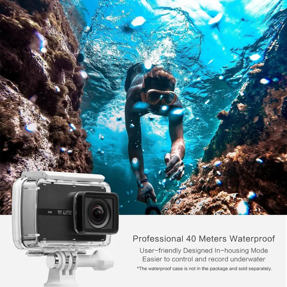  YI Lite Action Camera 16MP Real 4K Sports Camera with Built-in WIFI 2 Inch LCD Screen 150 Degree Wi