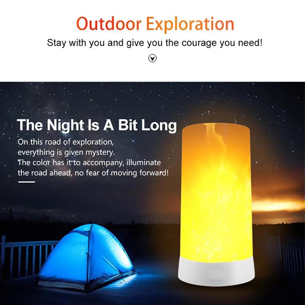 LED Flame Effect Lamp USB Portable Remote Control Night Light Emulation Fire Flickering Lamp Atmosphere Decoration Night Lights 6