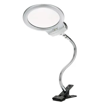 Desktop clip magnifier glass with light