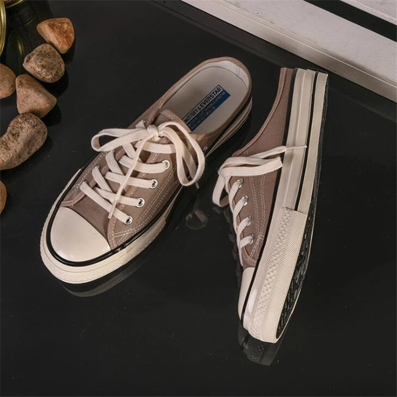Zapatos de lona para hombre, zapatillas sólidas informales de tacón plano, Color caramelo, para primavera y verano