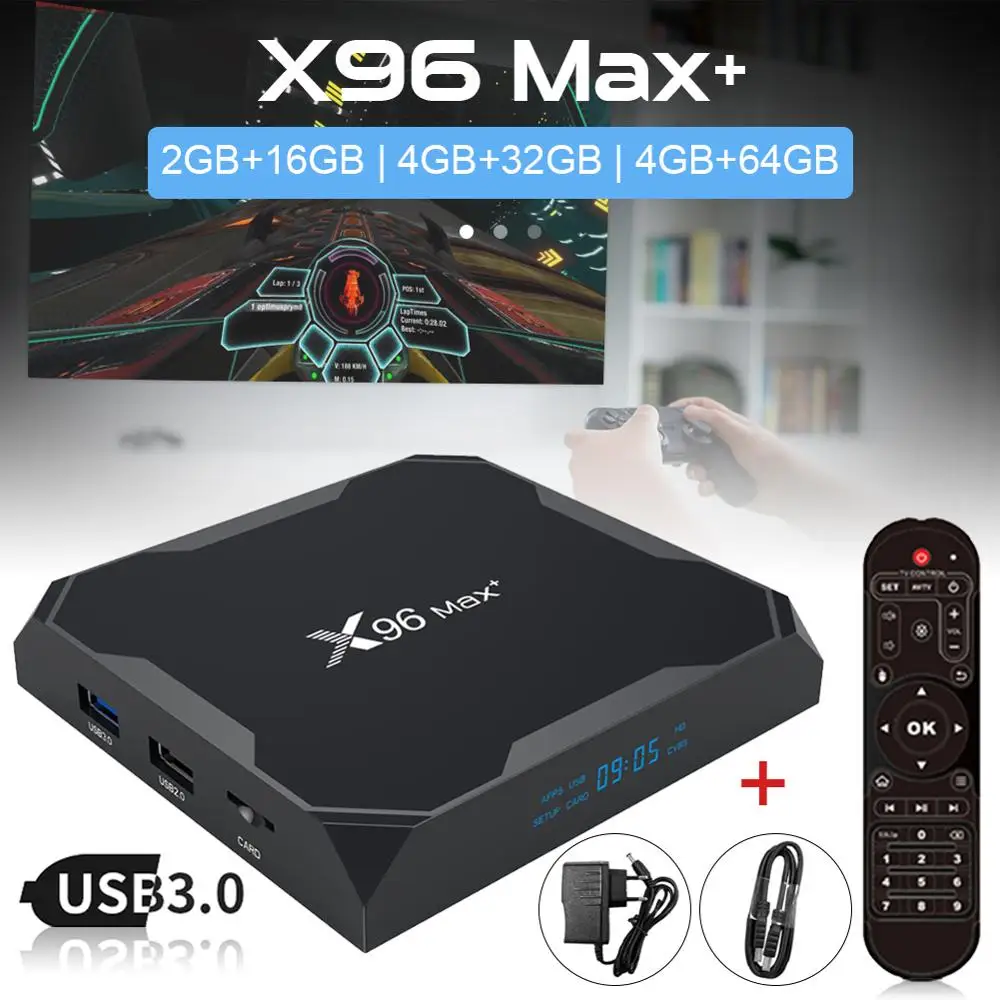 

X96Max+ Network Set Top Box Android 9.0 Quad-Core Support 3D WiFi Bluetooth