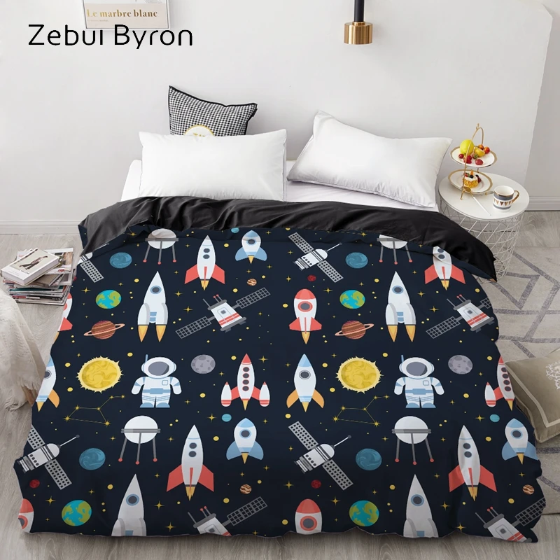 3D Print Custom Duvet Cover Rocket space,Comforter/Quilt/Blanket case Queen/King,Cartoon Bedding for kids/baby/children