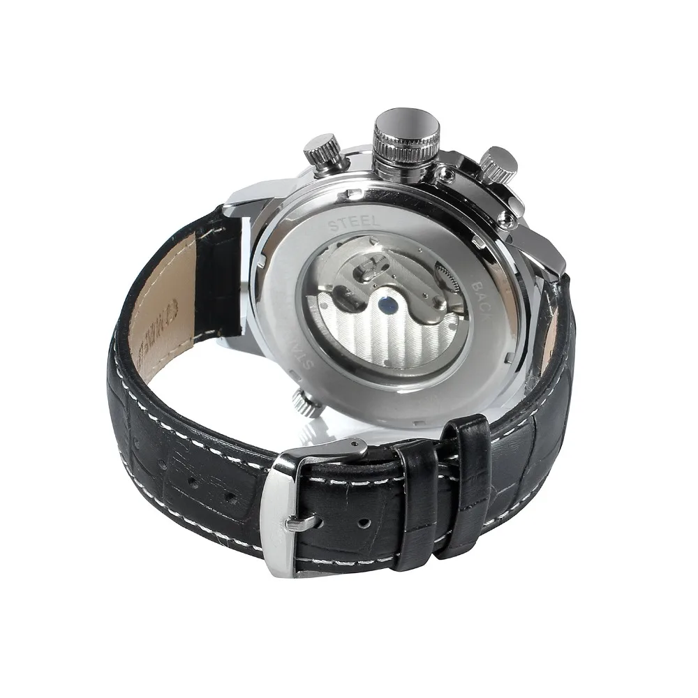 JARAGAR Топ бренд Tourbillon автоматические механические часы мужские часы кожаный ремешок Календарь Дата модные наручные часы Мужские часы