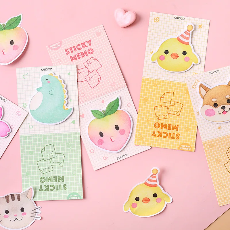 

30Pcs/pack Kawaii Cartoon Notebook Memo Pad Self-Adhesive Sticky Notes Notepad Office School Supplies Memo Pad