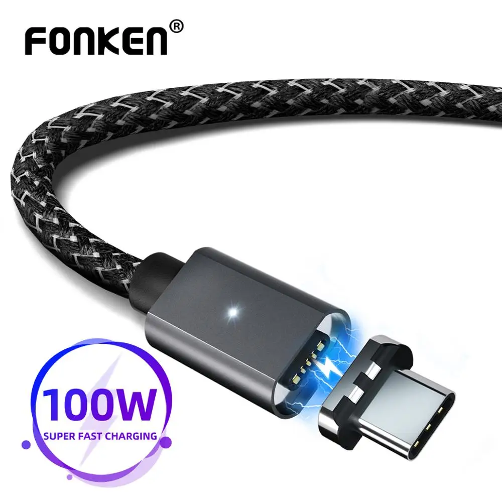 

FONKEN Magnetic Cable USB Type C To Type C Cable 20V 5A Fast Charge USB C Cables Charging for Phone Laptop PD Charger Cord