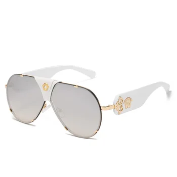 

2020 Oval Luxury Brand Steampunk Sunglasses Women Men Fashionable Metal Leather Decorative Sun Glasses for Woman Oculos Female