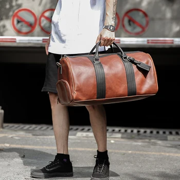 

Men's Brown handbag Travel Bag Waterproof Leather Large Capacity Travel Duffle Multifunction Tote Casual Crossbody Bags