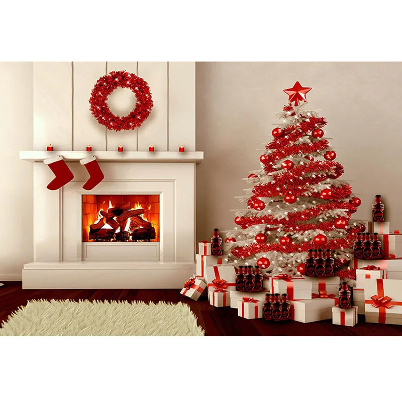 DAWNKNOW Merry Christmas Red Tree Fond Photo Backdrop Fotografia фон для фотосъемки детская студия lv870
