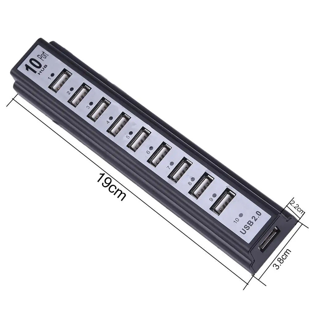 USB 2,0 концентратор usb-концентратор с несколькими портами 2,0 USB разветвитель 10 портов расширитель Usb-c Hab с зарядное устройство с адаптером док-станция для ПК телефон зарядное устройство
