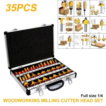 

Shank Router Bit Yellow 35 Pcs/Set Wood Woodworking Drill Bits Hole Saw Set Woodworking Cutter Woodworking Rotary Tool Alloy