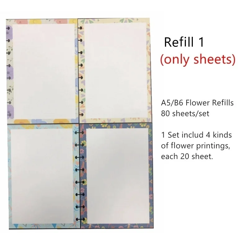 Refill 1 Записная книжка с дырками в виде грибов, 60 листов или 80 сменных листов, B6/A5, размер «Снова в школу», канцелярские CX19-002-3 - Цвет: Refill 1