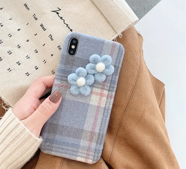 GlamPhoneCase плед Цветы Чехол для телефона iPhone11Pro/Max X XS Max XR Мягкий силиконовый чехол для iPhone11 7 8 6 6s Plus чехол - Цвет: Синий