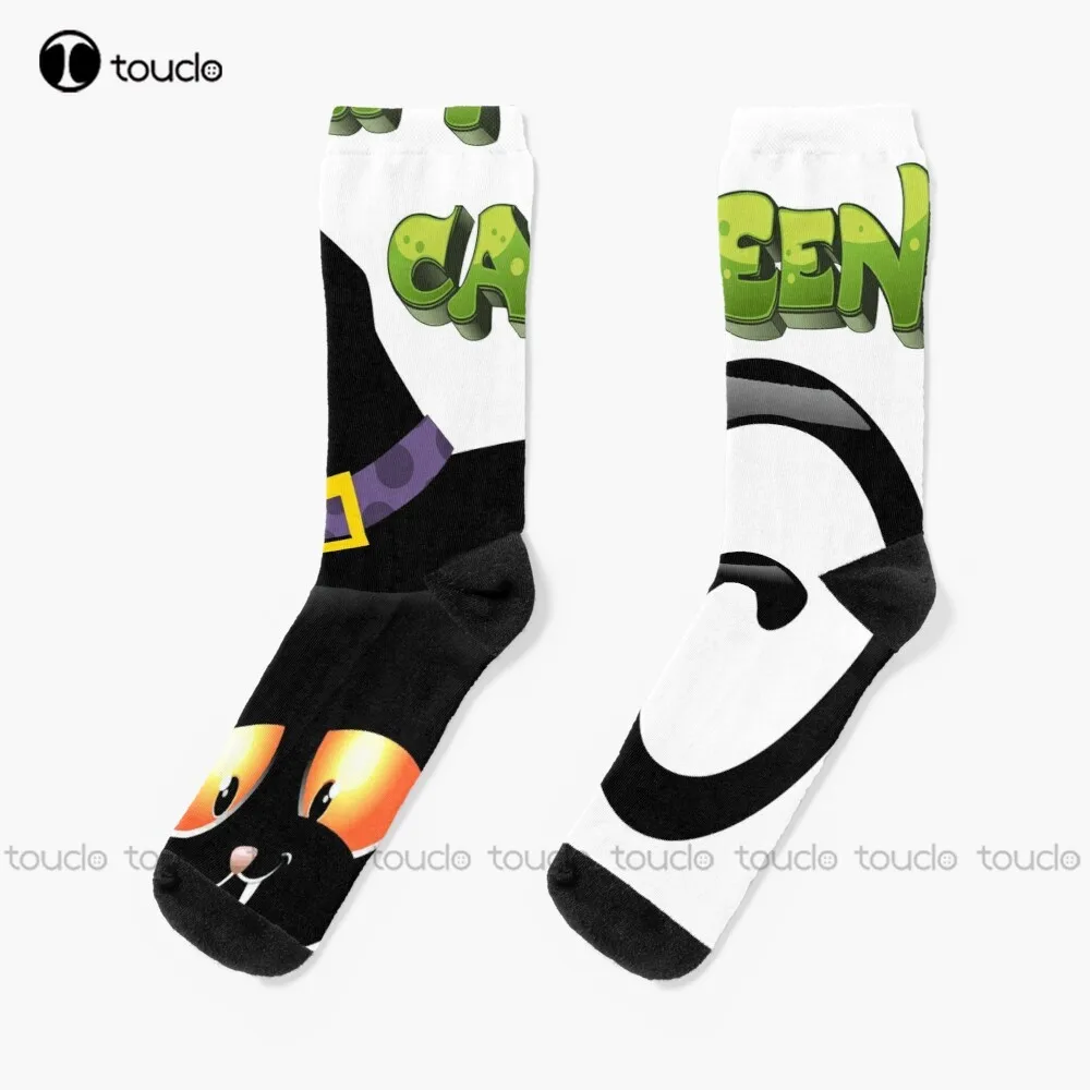 

Happy Catoween Halloween Socks Black Long Socks Personalized Custom Unisex Adult Teen Youth Socks Halloween Christmas Gift