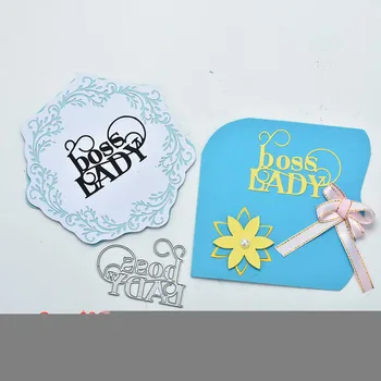 

Kokorosa Boss Lady Word Dies Letter Metal Cutting Dies for Card Making Scrapbooking Embossing Cuts Stencil Decor Craft Die