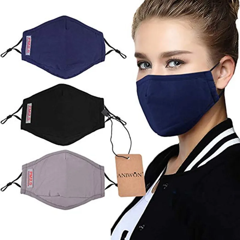 Pm2.5 анти-туман пыли фильтр хлопок Маска черный+ темно-серый+ темно-синий - Цвет: Многоцветный