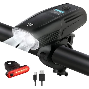 

Cycling Bicycle Bike Light Set Ultra-Bright Waterproof Rechargeable Headlight with Smart Sensor and Tail Light
