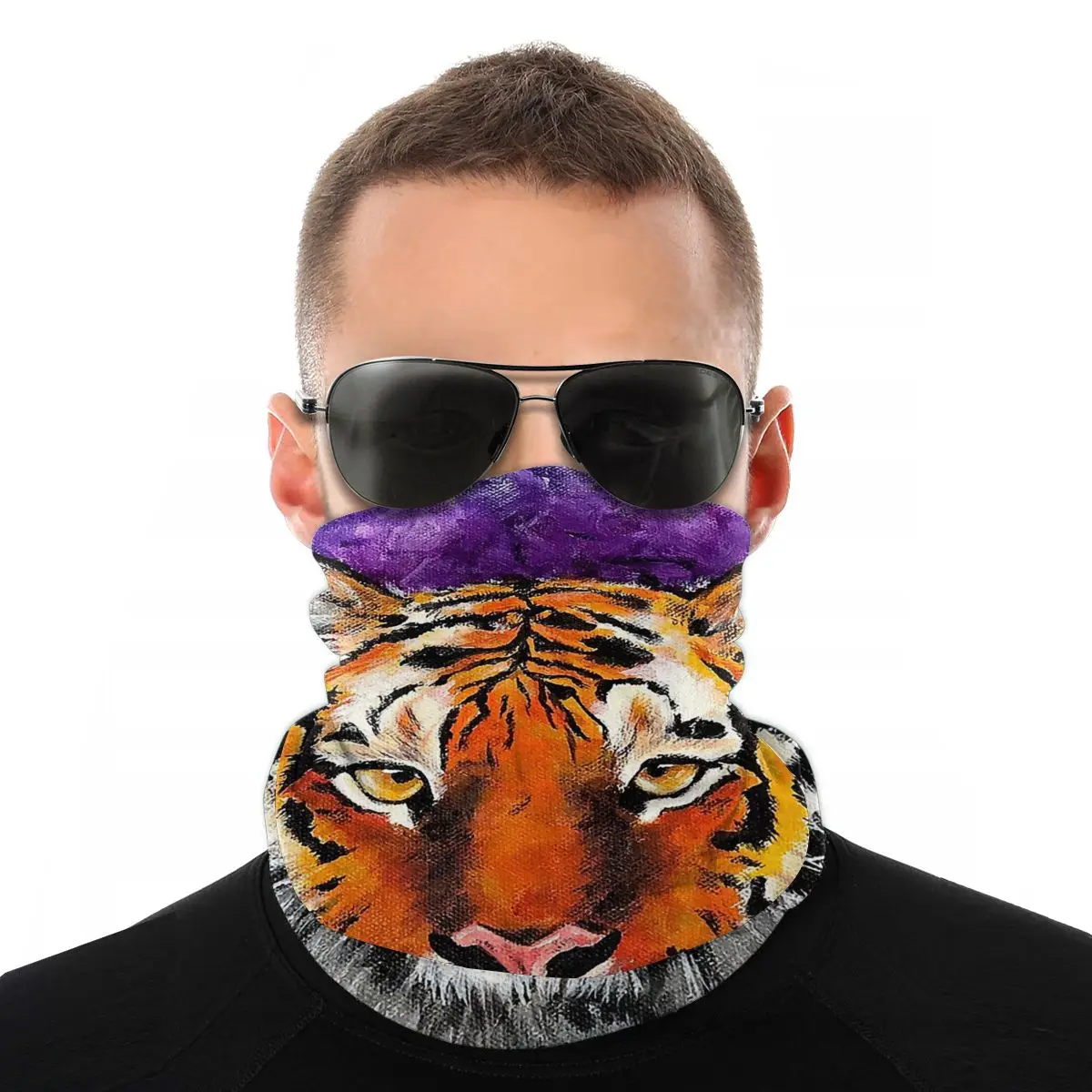 LSU Mike The Tiger Magic Scarf Half Face Mask Halloween Tube Scarf cool gift for father Neck Bandana Dustproof Headband Outdoor mens knit scarf Scarves