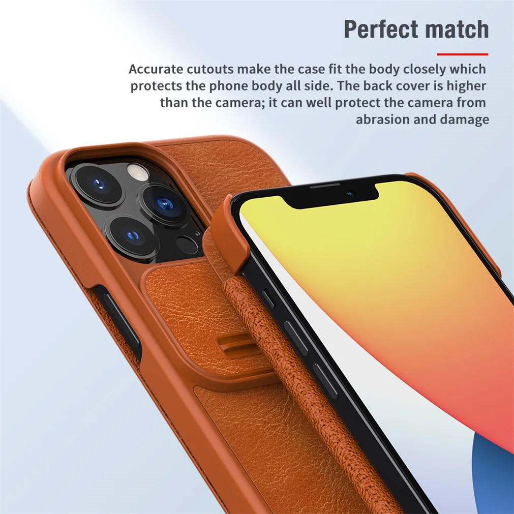 Flip Case For iPhone 13 Pro / 13 Pro Max Nillkin Qin Leather Flip Cover Slide Camera Lens Protection For iPhone13 Book Case apple iphone 13 mini case leather