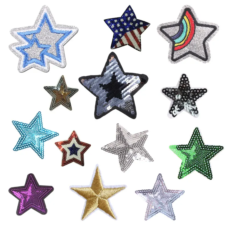 

Patch for Star Clothing Iron on Embroidered Sewing Applique Flower Sew on Fabric Badge DIY Sequin Apparel Accessories Decoration