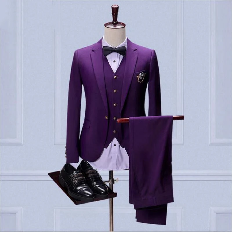 

Fashion Regular Bridegroom Tuxedos Single Breasted Groom Wear (Vest +Pants +Tie) For Wedding /Evening Party