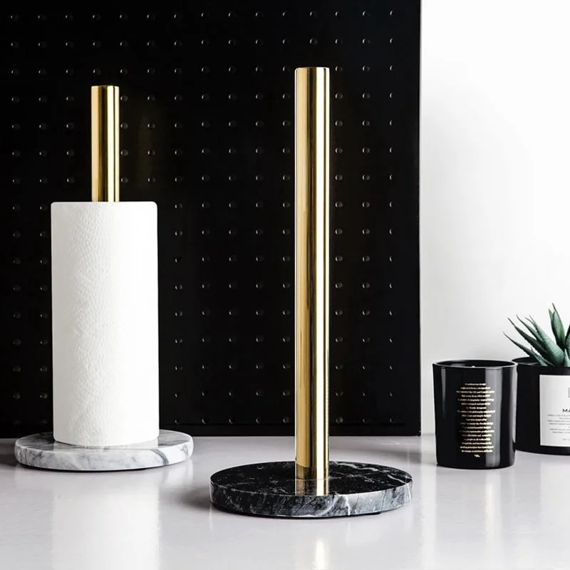 Modern Paper Towel Holder Roll Toilet Gold Stand With Marble Base Vertical Rack Countertop Kitchen Dispenser | Дом и сад
