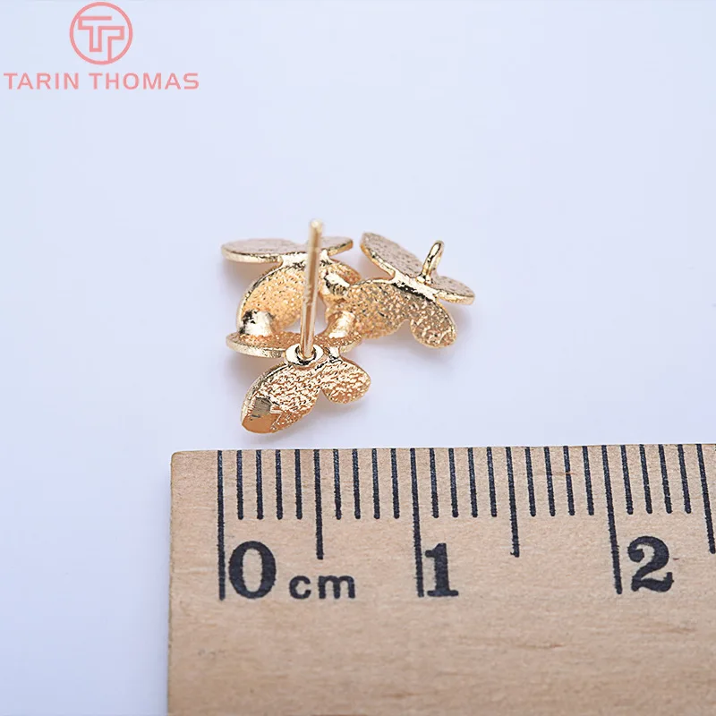 6PCS 14x12MM 24K Gold Color Brass Three butterflies Stud Earrings High Quality Diy Jewelry Findings Accessories - Image 3