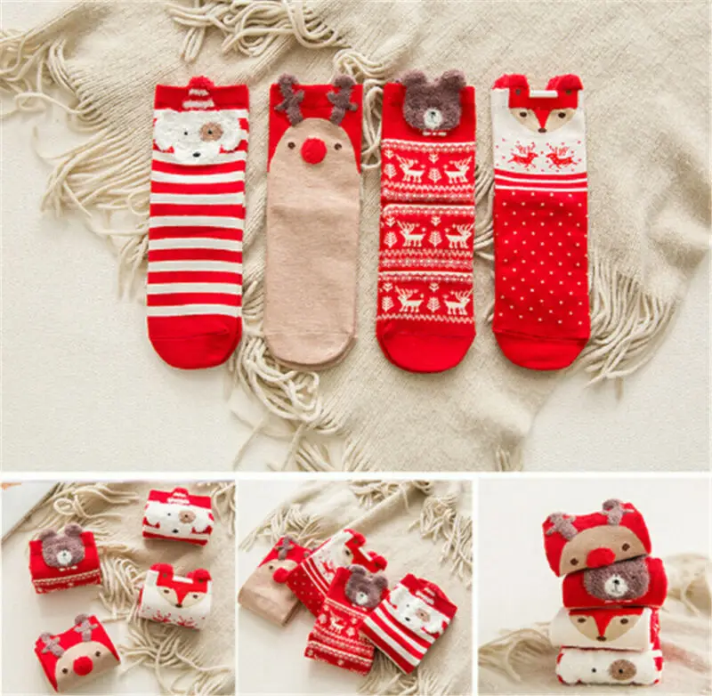 Чулки рождественские носки подарок Санта-Клауса детские унисекс рождественские забавные носки для девочек женщин