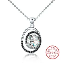 Новое серебряное ожерелье Настоящее 925 пробы Серебряное ювелирное изделие Трендовое обручальное ожерелье с топазом для женщин Свадебные Подвески P108
