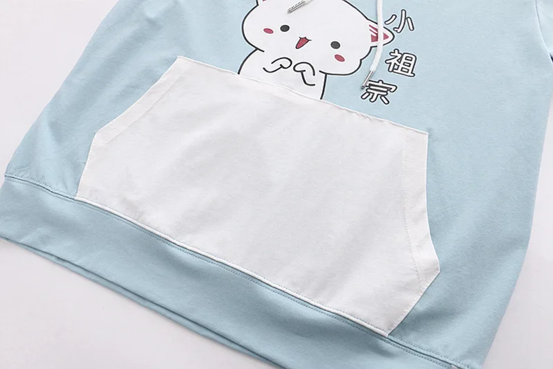 Women Sets Top And Pants Cartoon Print Hooded T Shirt With Elastic Waist Embroidery Calf Length Denim Pants Summer Clothes Sets lounge wear sets