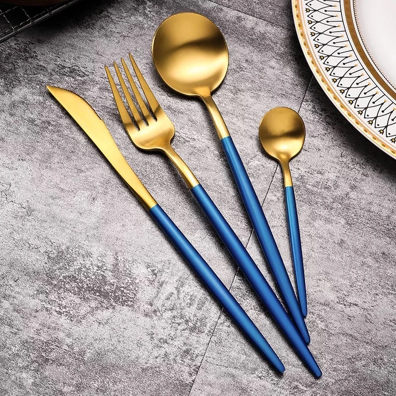 

Tableware Set Stainless Steel Cutlery Set Western Food Tableware Luxury Fork Teaspoon Knife Cutlery Set Fork Spoon