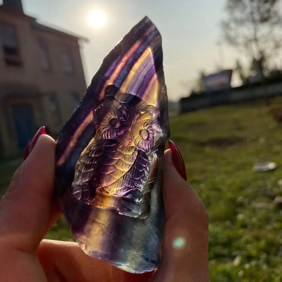 Флюорит Сова кристалл натуральный камень остров Камни Кристаллы Wicca Cristal Pierre Naturelle Cristaux Исцеление Декор кварц драгоценный камень
