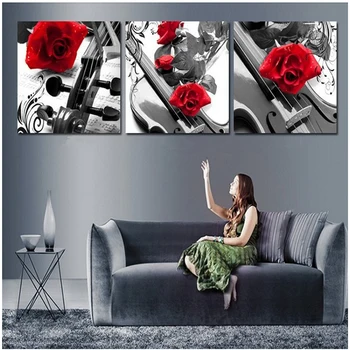 

Triptych 5d diy diamond painting beautiful red roses guitar mosaic Rhinestone full square round daimond embroideryZP-2017