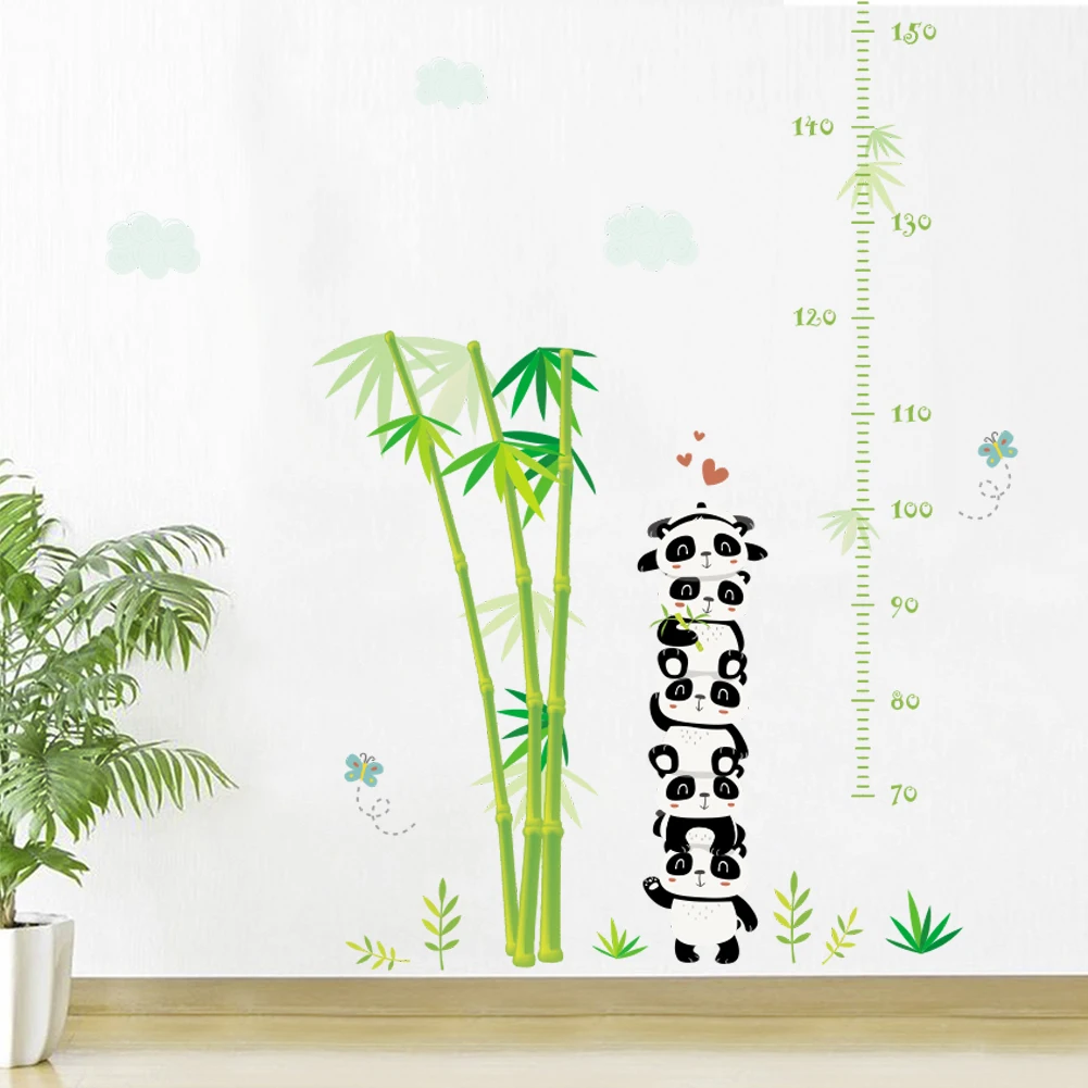 Cartoon Panda bamboo Measure Height ruler Stickers Wall Stickers Kindergarten Kids Room Decor Children Height Ruler Stadiometer