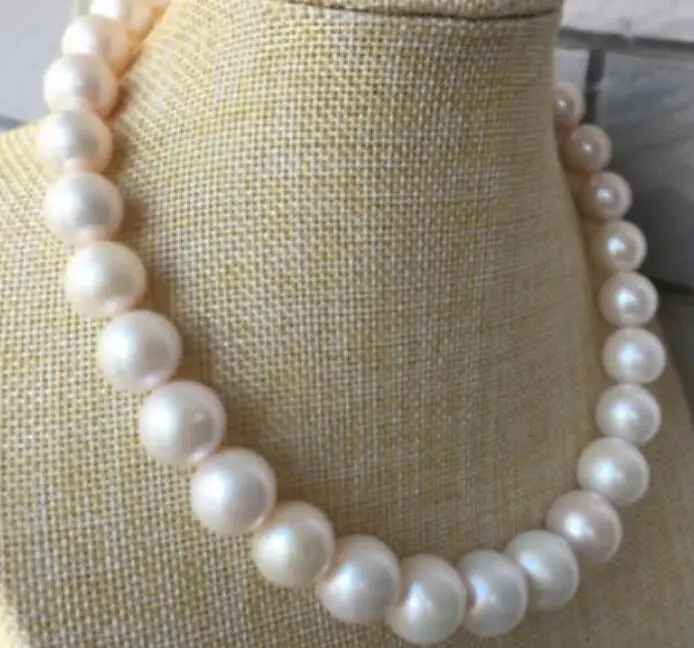 10-11mm Natural South Sea Genuine White Round Pearl Necklace Pendant 14kYellow G 