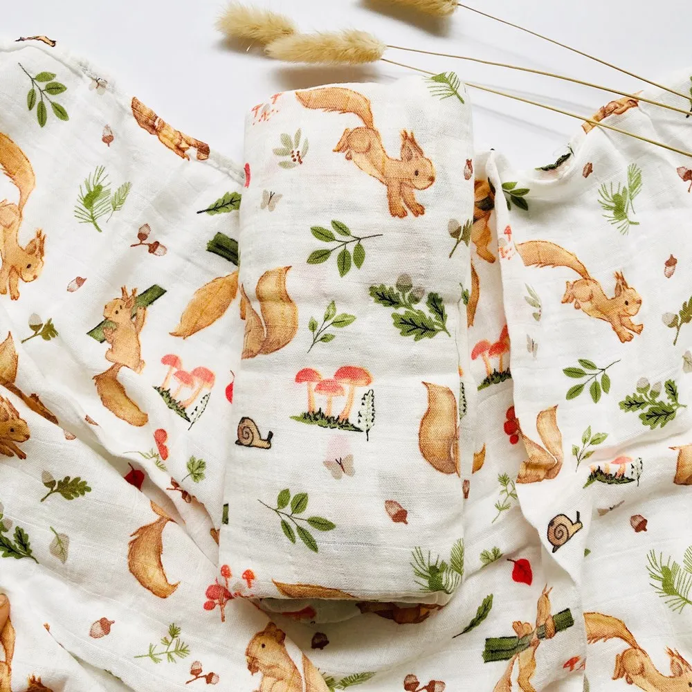 Cartoons Baby Blankets Baby Swaddle Bedding Infant Blankets Soft Breathable For Newborn 120x120CM Bamboo Fiber Cotton 2
