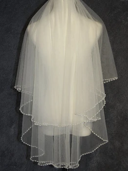

Free Shipping Ivory pearl wedding veils veu noiva cathedral veils with crystals