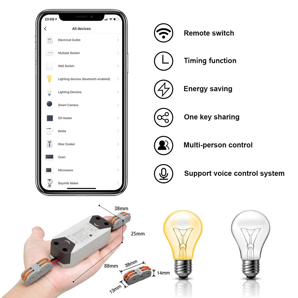 

New 10A 90-250V Smart Wi-Fi Switch Wireless Voice / APP Control Compatible with IFTTT Electrical Alexa Google Home for DIY Home