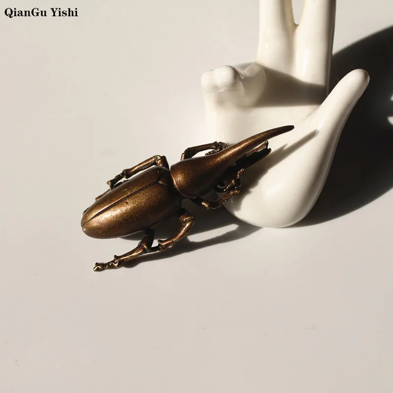 

New Mini Cute Vintage Brass beatles Statue Pocket Animal Emmet Sculpture Home Office School Desk Decorative Ornament Toy Gift