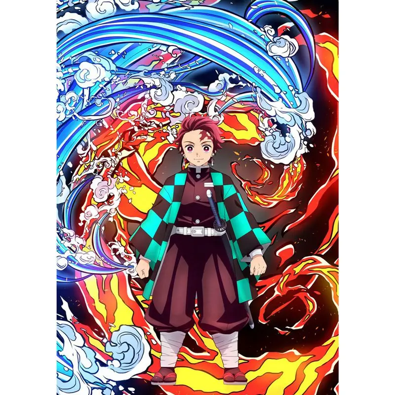 Póster de Anime japonés Demon Slayer, pintura de seda, decoración artística de pared, Mural, decoración moderna para habitación - Imagen 6