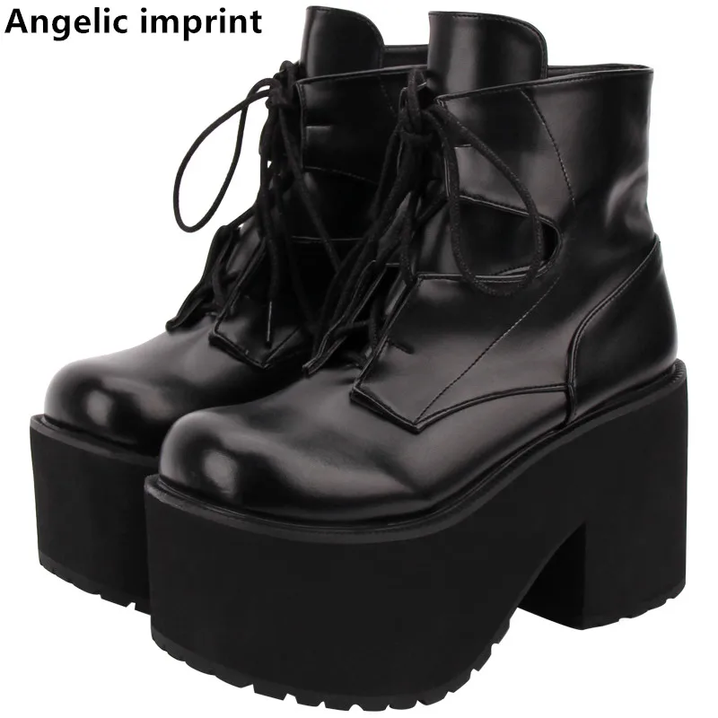 Ангельский отпечаток ручная выделка женская обувь модные панк-сапоги для езды на