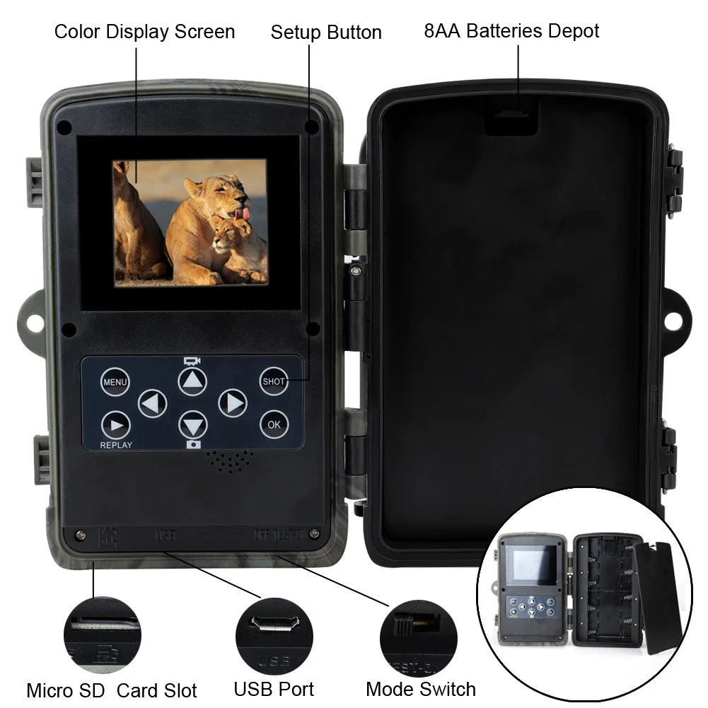 20MP HD 1080P камера для охоты на открытом воздухе, водонепроницаемая профессиональная камера для съемки дикой природы, ИК камера ночного видения, Новинка