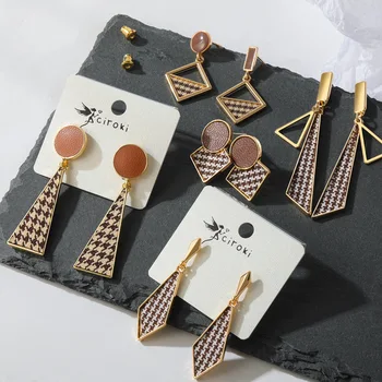 

X&P New Fashion Fabric Drop Korean Earrings for Women Cute Geometric Leather Gold Dangle Earrings 2020 Fashion Women's Jewelry