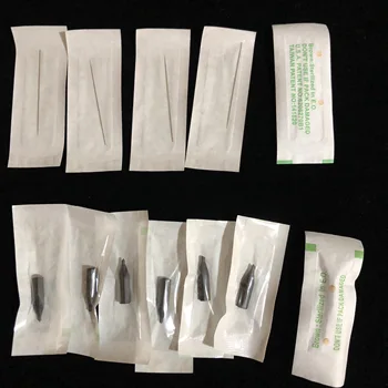 

100 Pcs 0.4 1R Tattoo Needle With needle cap For G-8650 G-9740 Giant sun Permanent Makeup Machine Disposable Eyebrow