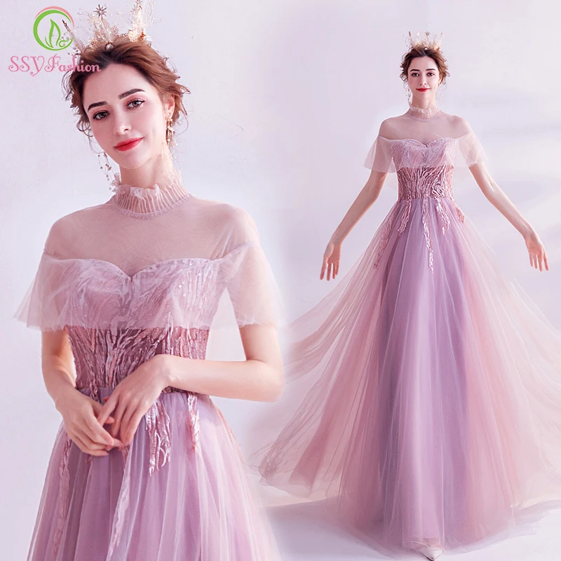 SSYFashion New Romantic Princess Pink Evening Dress Sweet Lace Beading ...