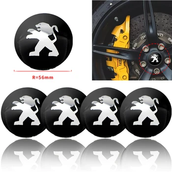 

Nstar 4pcs 56mm fashion black Car Wheel Center Badge Emblem Sticker for Peugeots 107 108 206 207 308 307 508 2008 3008 style