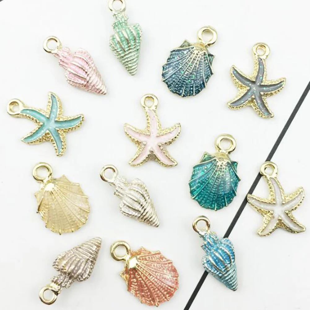 

Sale 13 Pcs/Set Jewelry Drop Oil Conch Starfish Sea Shell Alloy Pendant DIY Bracelet Earrings Making Handmade Accessories