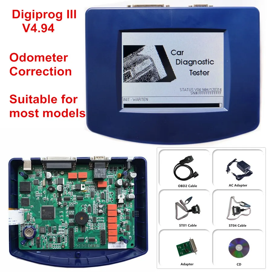 Оригинальный VSTM Digiprog III V4.94 3 с OBD2 ST01 ST04 инструмент для коррекции одометра Digiprog3 в