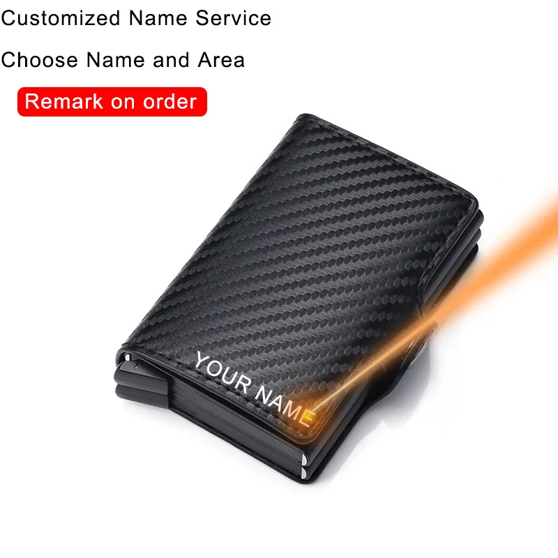 Cardholder Pocket Double-Wallet Carbon-Fiber Metal Anti-Rfid Security Business-Bank Men